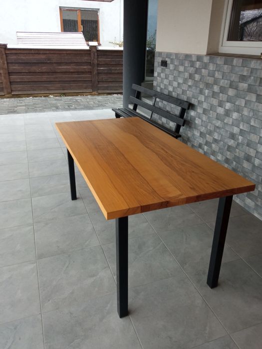 Стіл лофт столешня з натурального дерева Ясен на терасу