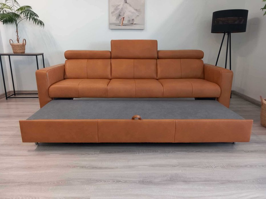 Kanapa Arturro z f-cją spania, skóra naturalna, PRODUCENT !!!