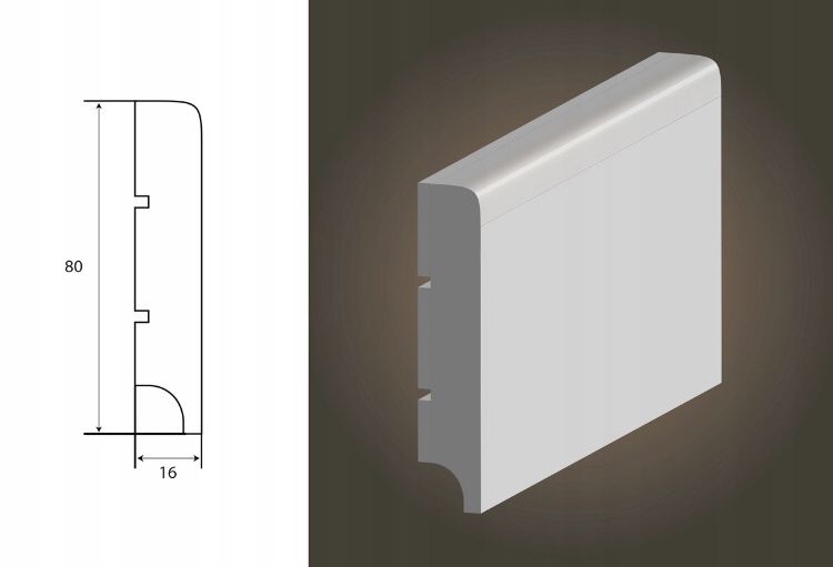 Listwy przypodłogowe Lagrus Classic R5, RAL 9003