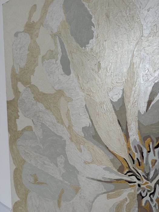 Картина квітка, акрил з фарбами металік золото, ручна робота