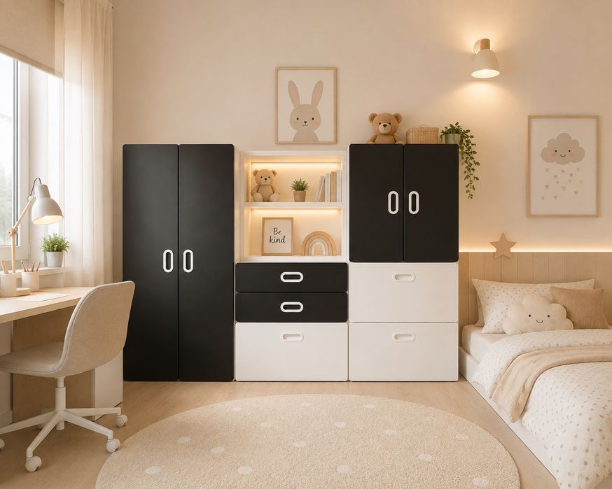 Zestaw mebli, szafa, regał, półki Ikea Stuva