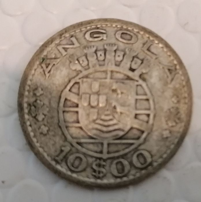 Moedas de 10 esc, angola, republica portuguesa, 1952 e 55