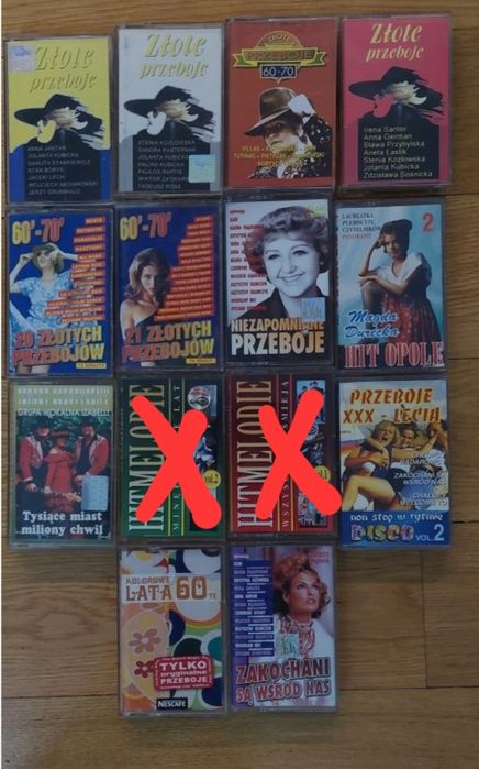 Kasety magnetofonowe z muzyką przeboje z różnych lat