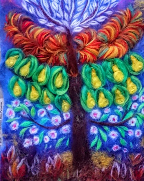 Картина вовняна (шерстяна) акварель З весни у літо, Пори року