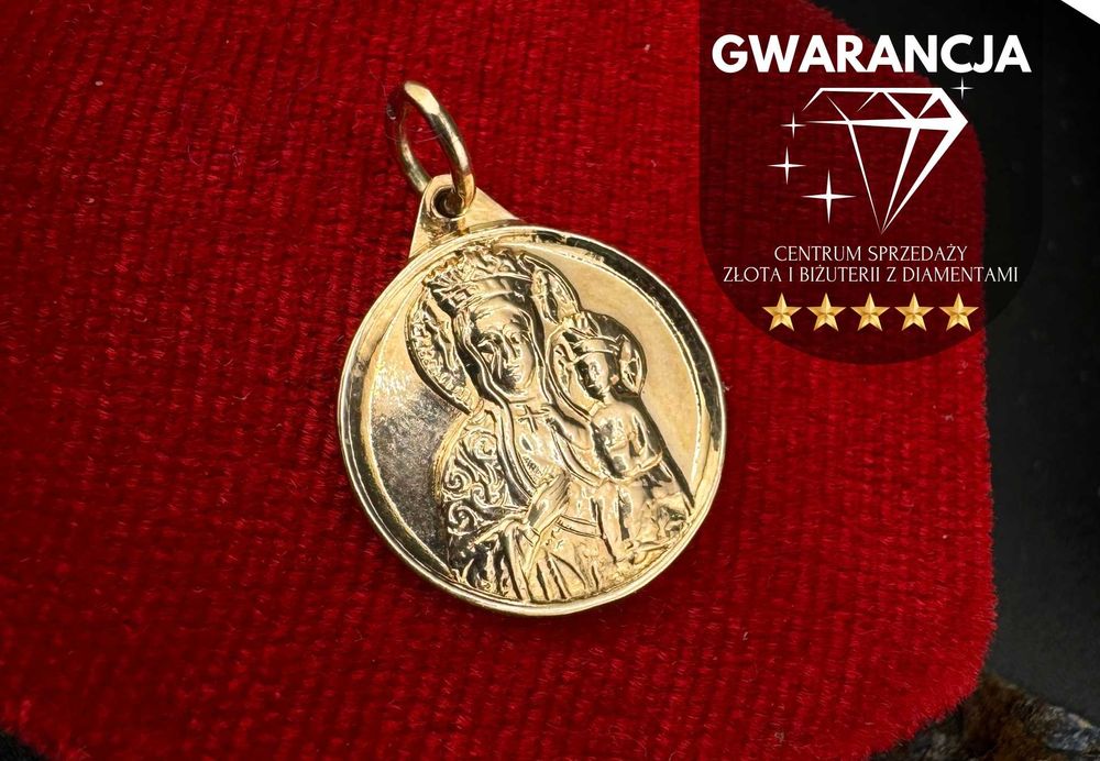 Złota Zawieszka Medalik Matka Boska z Dzieciątkiem |585| 2.09g (S)