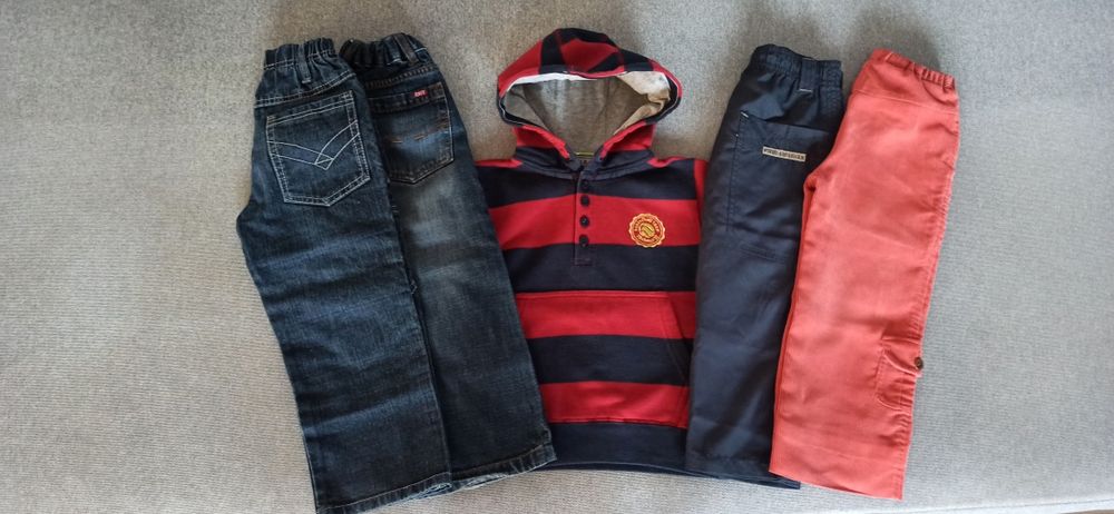Zestaw Spodni x 4 Jeans, Sztruksy, Bluza + Gratis Spodnie Dresy R. 104