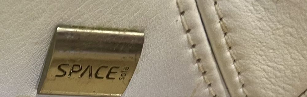 Sofá Luxo Premium 3/4 lugares branco Pele + cinzento penas Inox SPACE