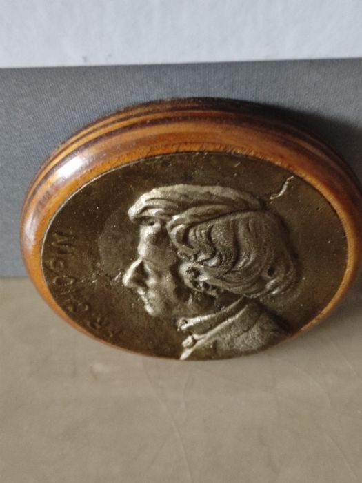 Stary medal, plakieta Fr. Chopina brąz/ mosiądz