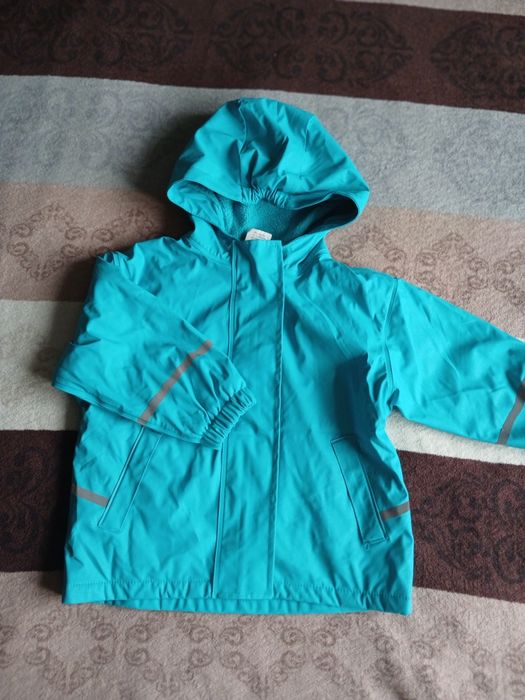 Дощовик для дівчинки на флісі, на спині малюнок єдиноріг, оверсайз 86-