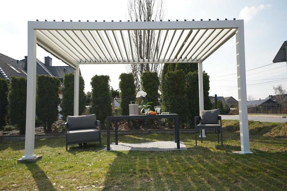Pergola Tarasowa Ogrodowa Aluminium LED Automat Roleta