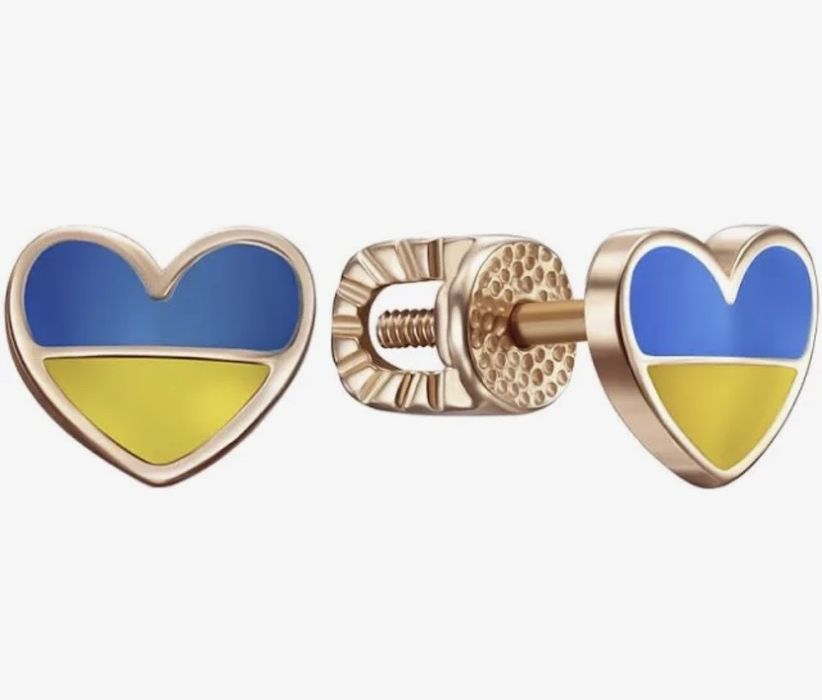 Сережки патріотичні в вгляді сердець