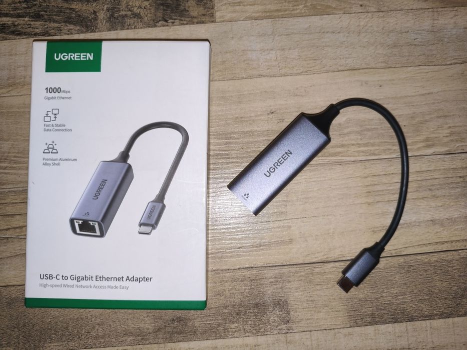 Гігабітний мережевий адаптер Ugreen USB-C to Gigabit Ethernet (RJ45, 1000 Mbps)