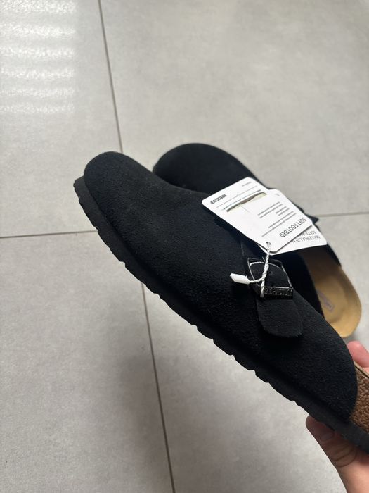 Birkenstock boston clogs czarne klapki zamszowe