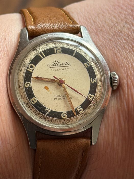 Atlantic Speedway 17jewels, 36/42mm, caly w stali, lata 60te, sprawny