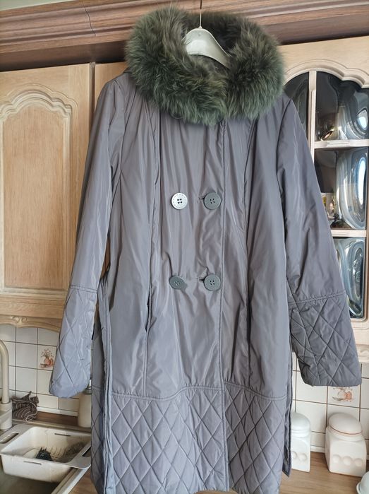 Płaszczyk kurtka Maria Blanol z naturalnym lisem