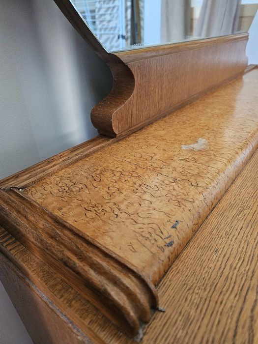 Toaletka Art Deco z lustrem – orzech czeczota, bieliźniarka komoda