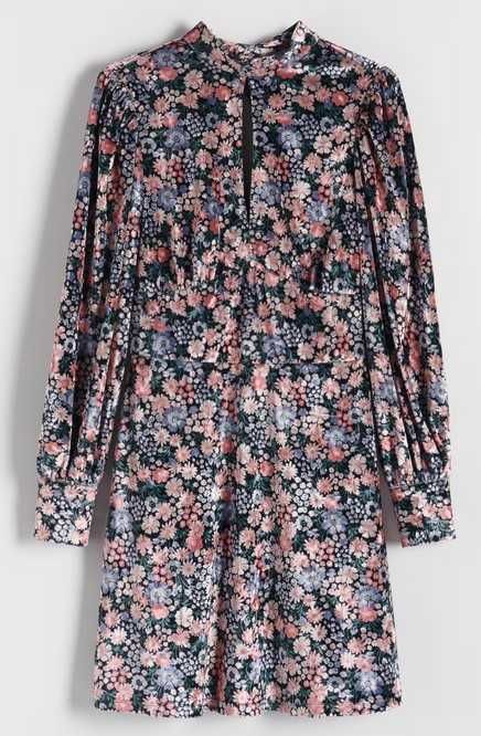 Sukienka welurowa w kwiaty Reserved rozmS