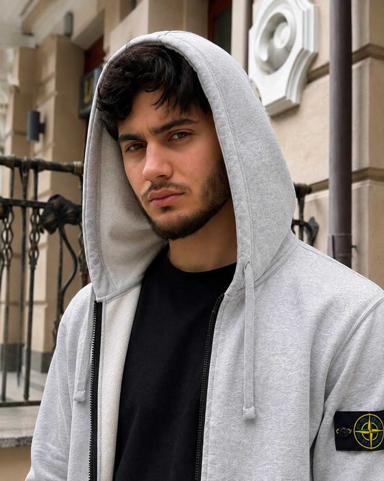 Серая Зип Худи Стон Айленд — Stone Island Олімпійка Сіра Стоник — XS/XL