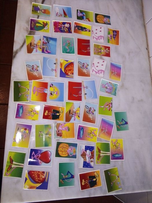 Conjunto de 48 Cromos Antigos Pink Panther