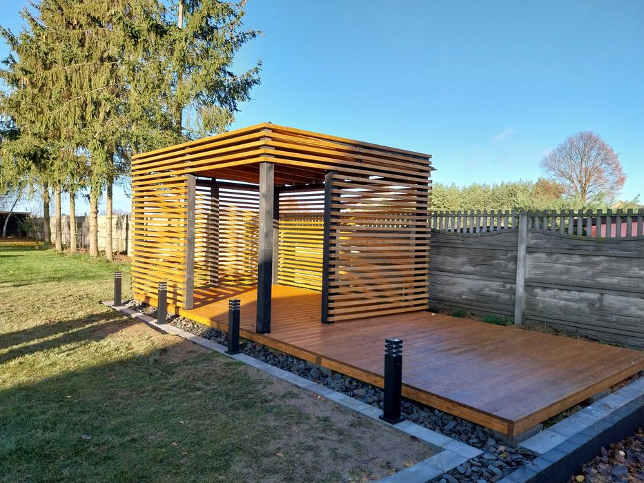 Domek Narzędziowy D20 Z PERGOLĄ 5x3m DREWNOTRIK.PL