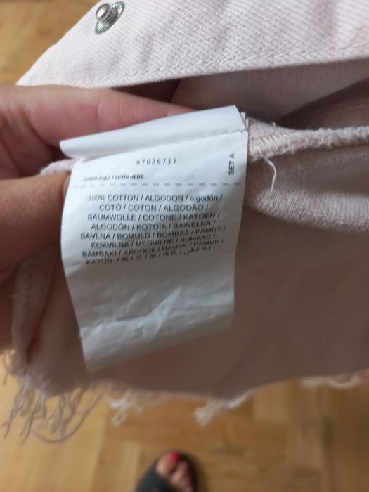 Kurtka jeansowa katana dżinsowa pudrowa nude 34 XS Mango ripped