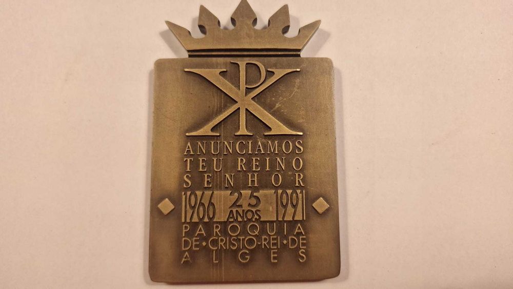 Placa Bronze Antiga 1992 – 25 Anos Paróquia de Cristo-Rei de Algés