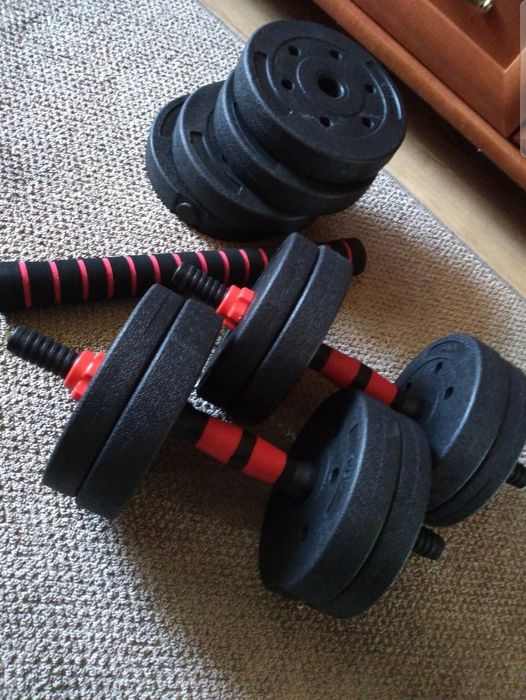 Regulowane hantle bitumiczne 2x10kg sztanga gryf hantelki ciężarki 20k