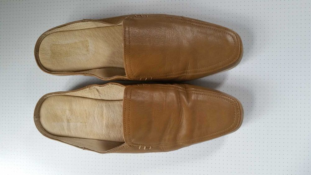 Тапочки-шлёпанцы кожаные