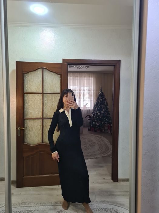 Сукня поло з довгим рукавом,Polo,Сандро,вязана,тепла,максі,зимова,міді