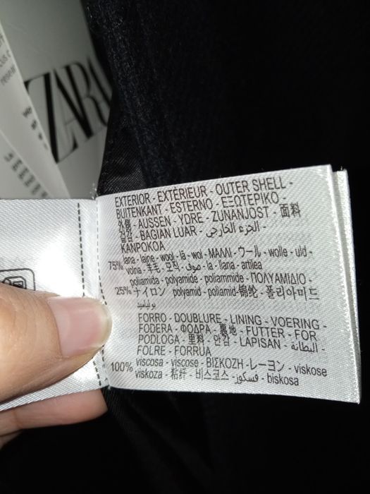 ZARA Premium Manteco M jak S nowy czarny płaszcz wełniany taliowany