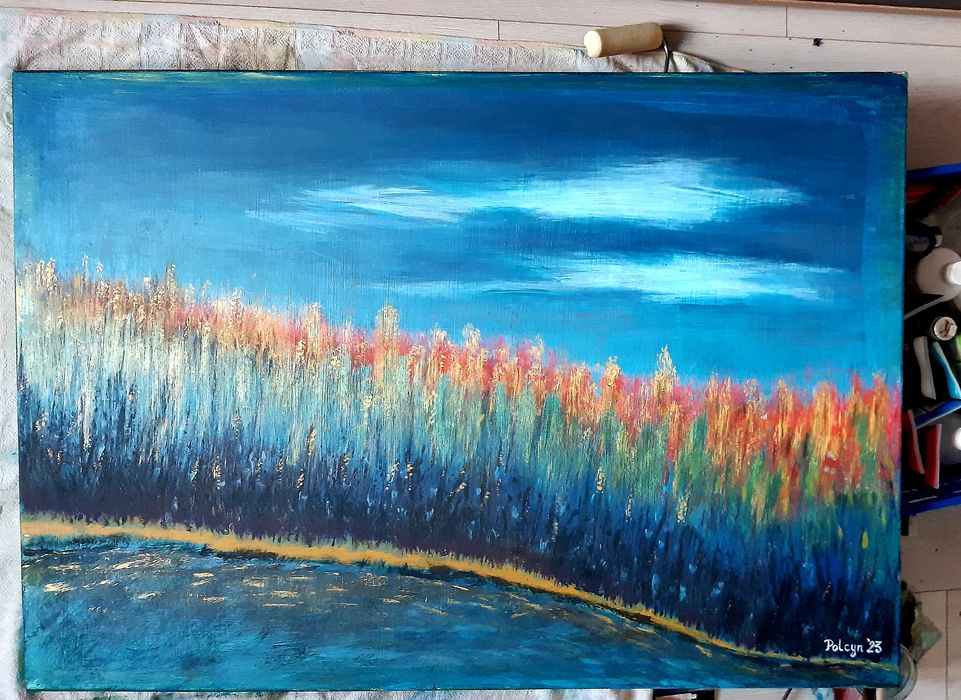 Obraz, abstrakcja, akryl na płótnie, 100x70 cm