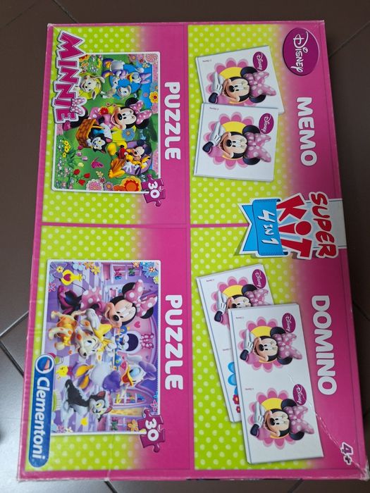 Puzzle disney minie com 4 jogos
