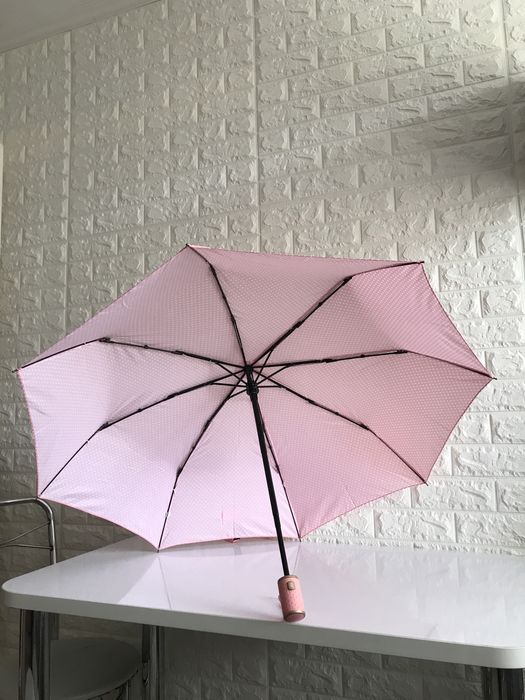 Жіночий зонт автомат 3 складання | Вітрозахисний купол pongee