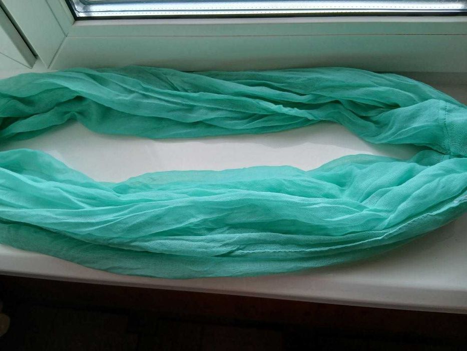 Шарф легкий цвет тиффани снуд 90х70см п\э