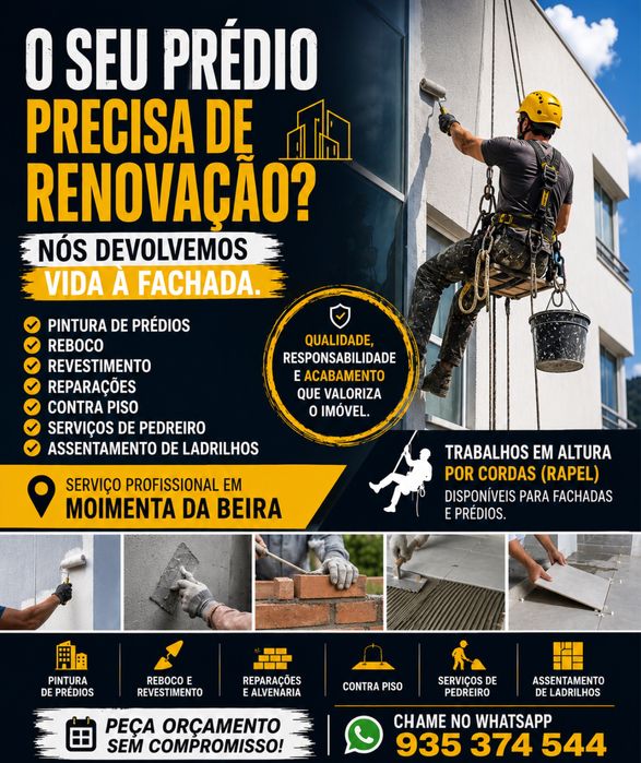 Pintura de Prédios por Cordas | Renovação de Fachadas | Moimenta da Beira