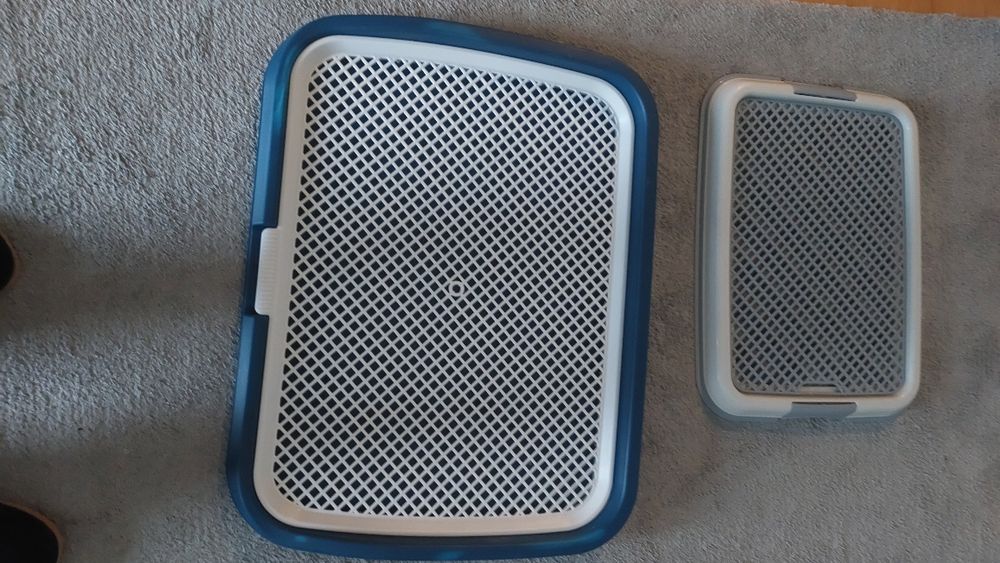 Camas e bandeja sanitária de treino para cães