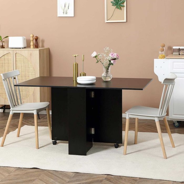 Mesa extensível dobrável de cozinha, de jantar, de apoio preta  140x75