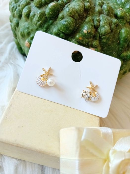 Nowe urocze srebne próby 925 pozłacane kolczyki muszelki