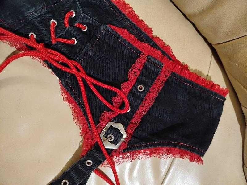 Пояс для чулок черно-красный Poizen