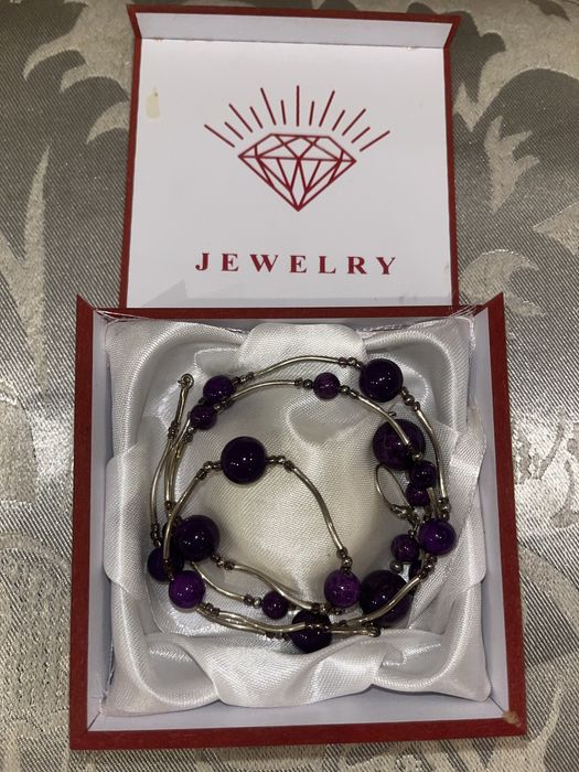 Zestaw bizuteri z fioletowym ametystem