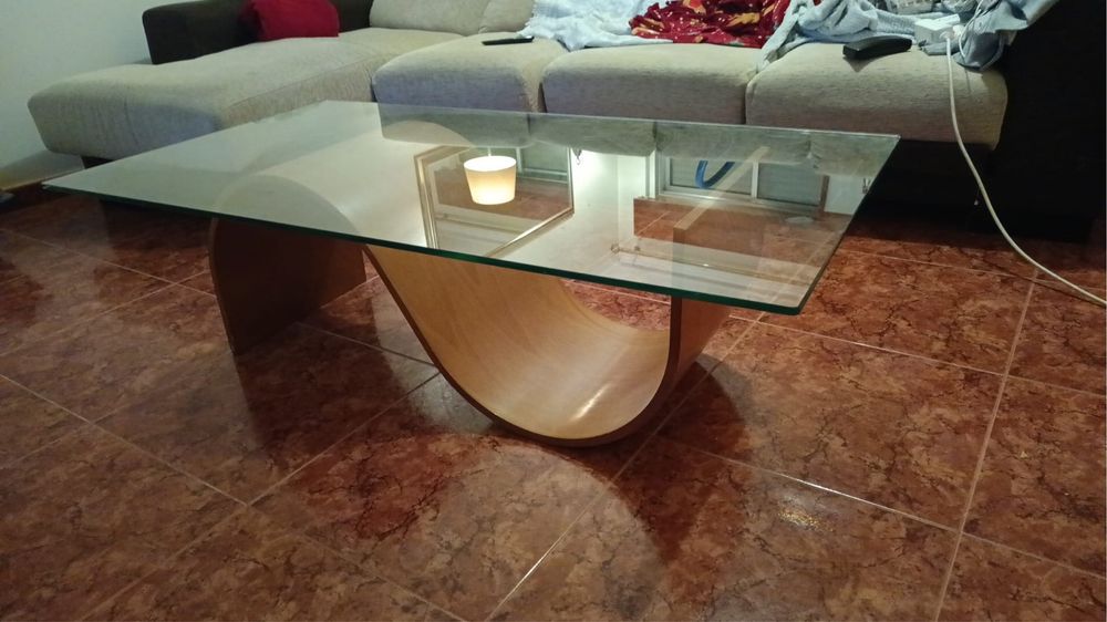 Meda de centro  tampo de vidro