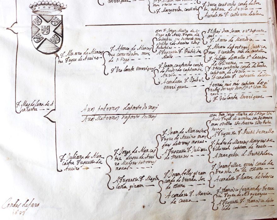 Faros, Condes de Faro 1628 árvore genealógica manuscrita rara