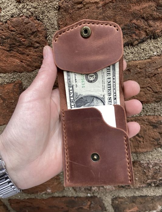 Skorzany minimalistyczny portfel unisex