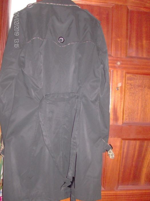 gabardine preta forrada a leopardo XL nova