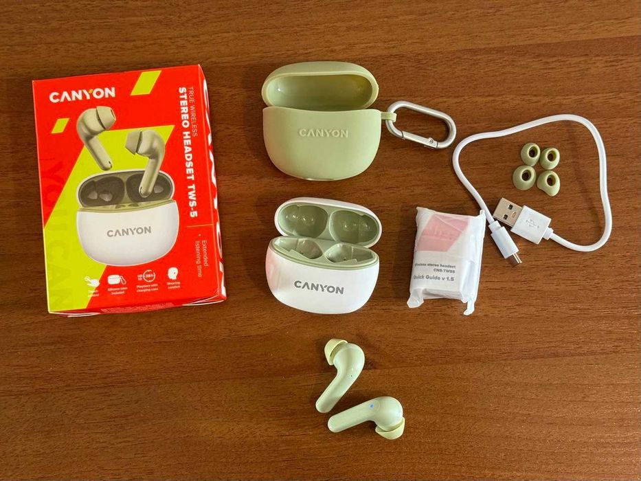 Бездротові Bluetooth Навушники Canyon TWS-5 Green (CNS-TWS5GR)