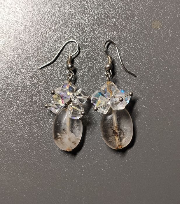 Серьги с прозрачным кварцем