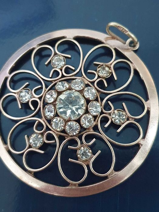 Винтажный крупный кулон,Ceребро 875 проба с позолотой,1976 Харьков ЮЗ