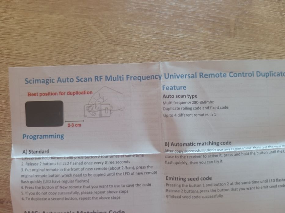 Pilot uniwersalny do bram, 433 , 866 , nowy