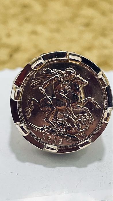 Anel ouro 19.2k com 3 libras 22k