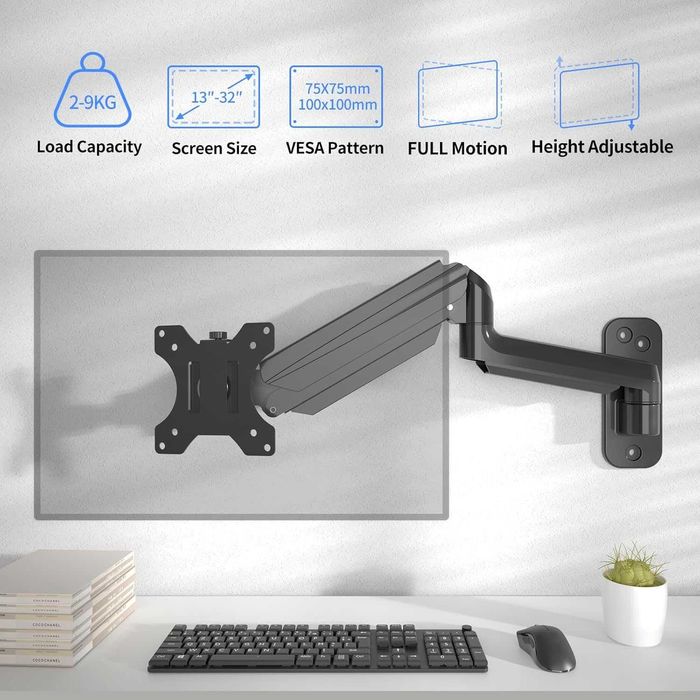 Uchwyt ścienny do monitora gazowy 13-32'' max 9 kg